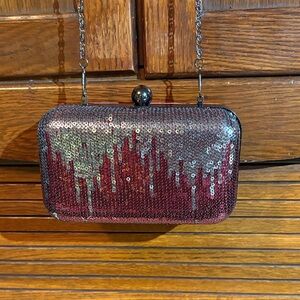 Sequin Clutch Bag - Red and Silver
